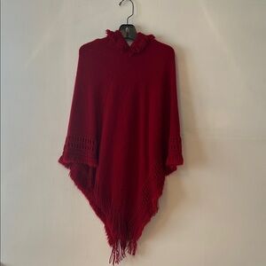 Charlotte Daniel Red Knit Poncho